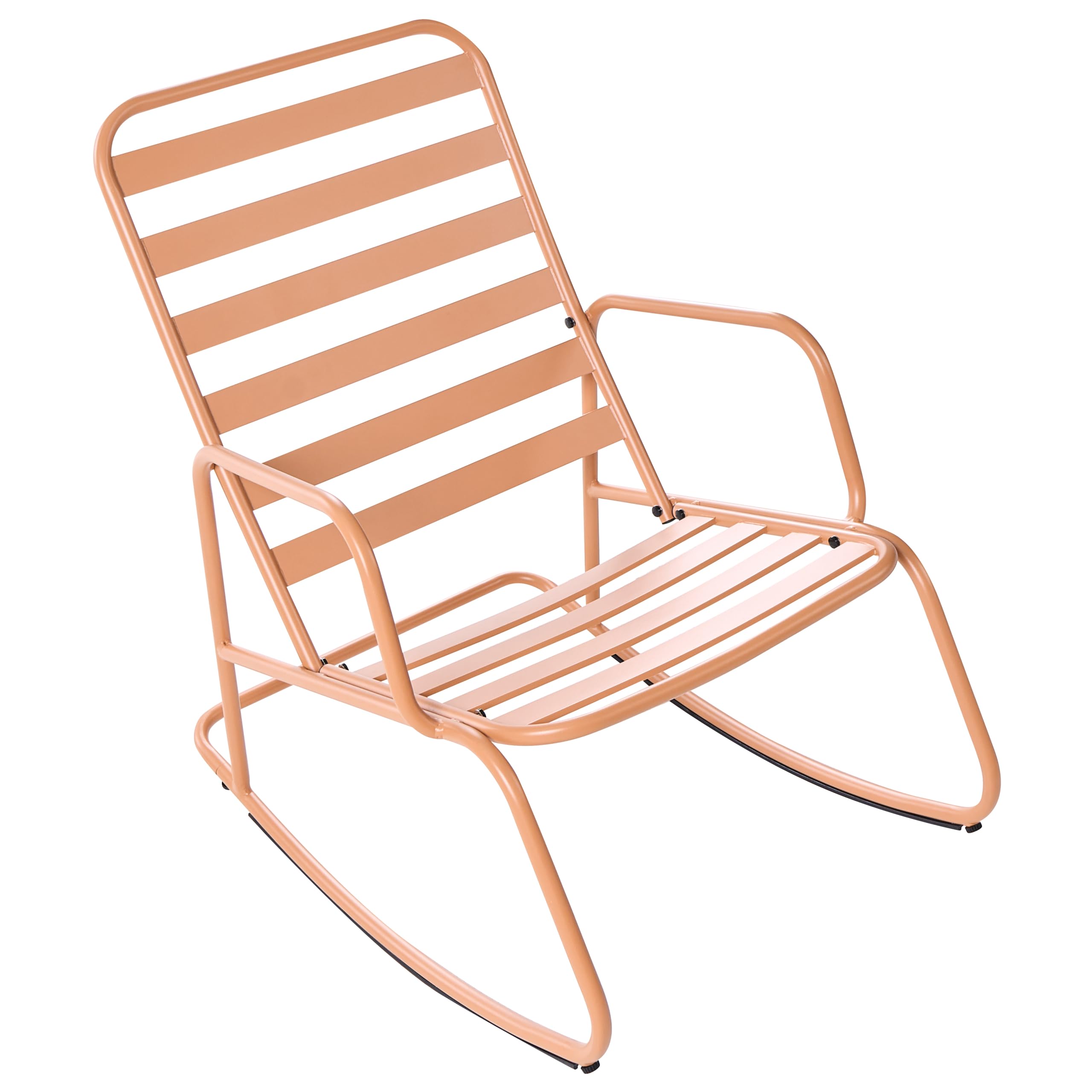 Beliani Sedia a dondolo da giardino moderna in metallo Design a doghe per esterni Alluminio Marrone Dorato