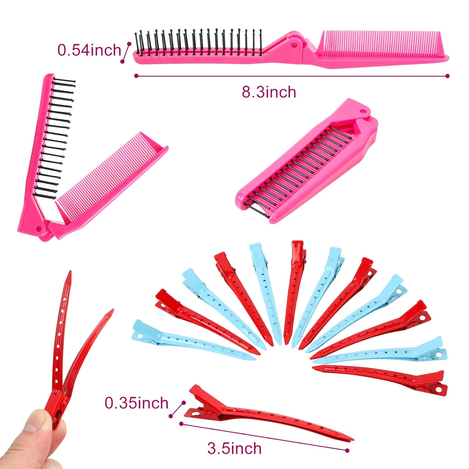 Jumbo Size Self Grip Hair Rollers Set, Salon Hair Set,with Hair Dressing Curlers (Jumbo, Large, Medium), Folding Pocket Comb, Duckbill Clips : Beauty & Personal Care