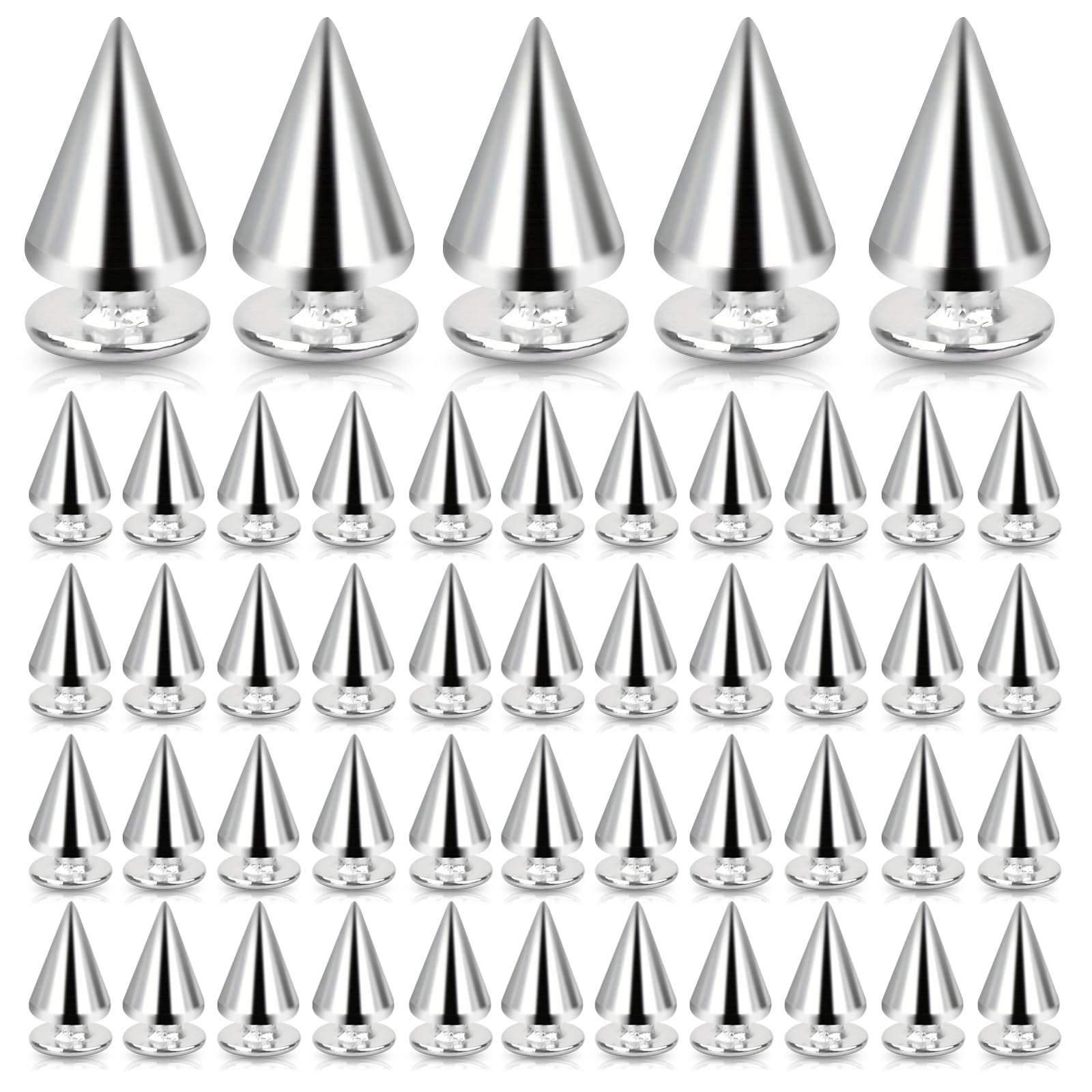 200 Pcs Bullet Cone Spikes Screw Back Leather Bullet Cone Punk Studs for Clothing 10mm Cones Spikes Studs with Screwbacks Punk Rivets for DIY Crafts