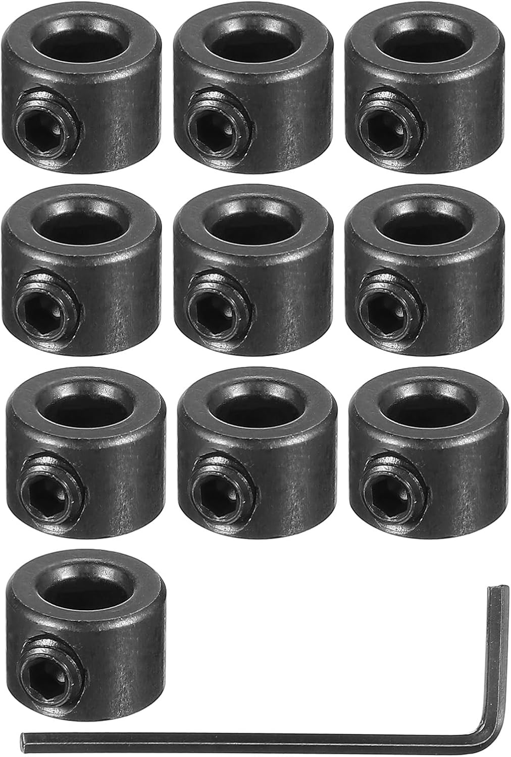 Generic Bore 3/16" Shaft Collar 1/2" OD 5/16" Thickness, 10 Pack Carbon Steel Landing Gear Stopper Wheel Collar with Set Screw & Wrench for Machine Tool Industry, Silver