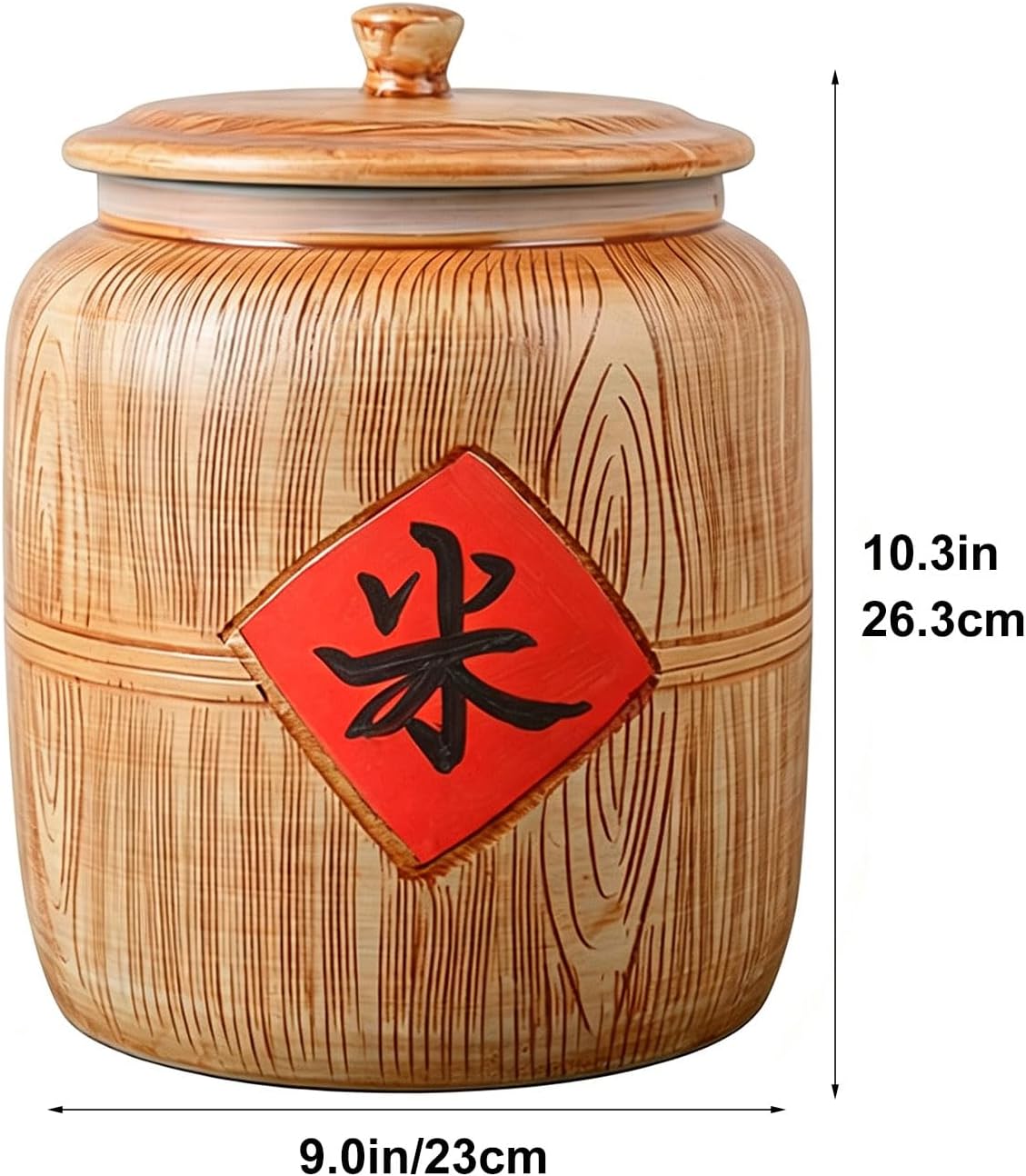 Ceramic Rice Jar with Airtight Lid, Large Capacity Food Storage Container, Moisture-Proof Grain Storage for Rice, Flour & Dry Food, Pantry Use S
