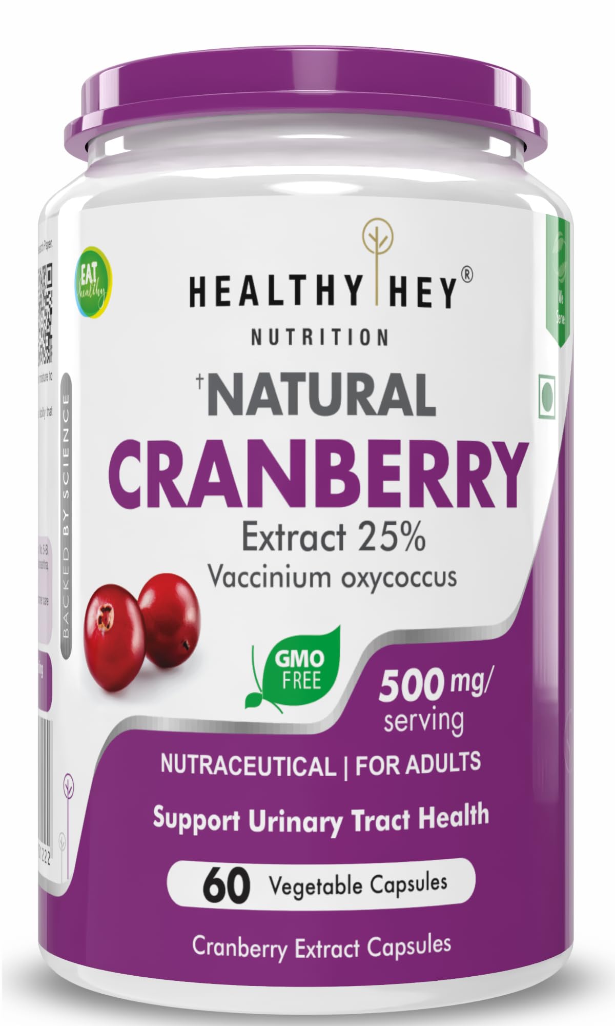 HealthyHey Nutrition Cranberry Extract - Urinary Tract Health - 60 Veg Capsules