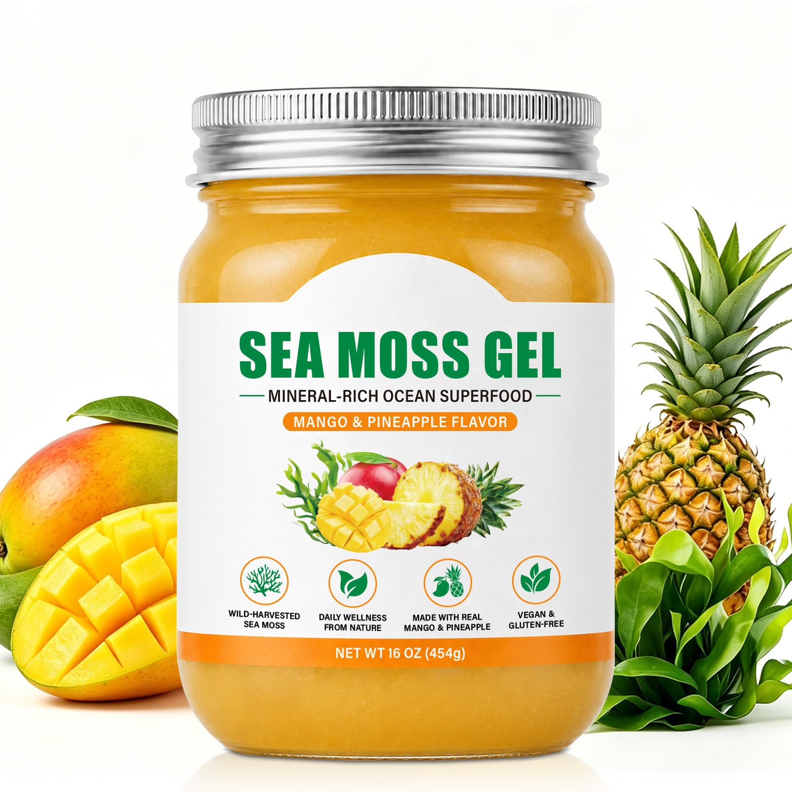 XQDCICQU Gel de musgo-do-mar com manga e abacaxi, 454 g