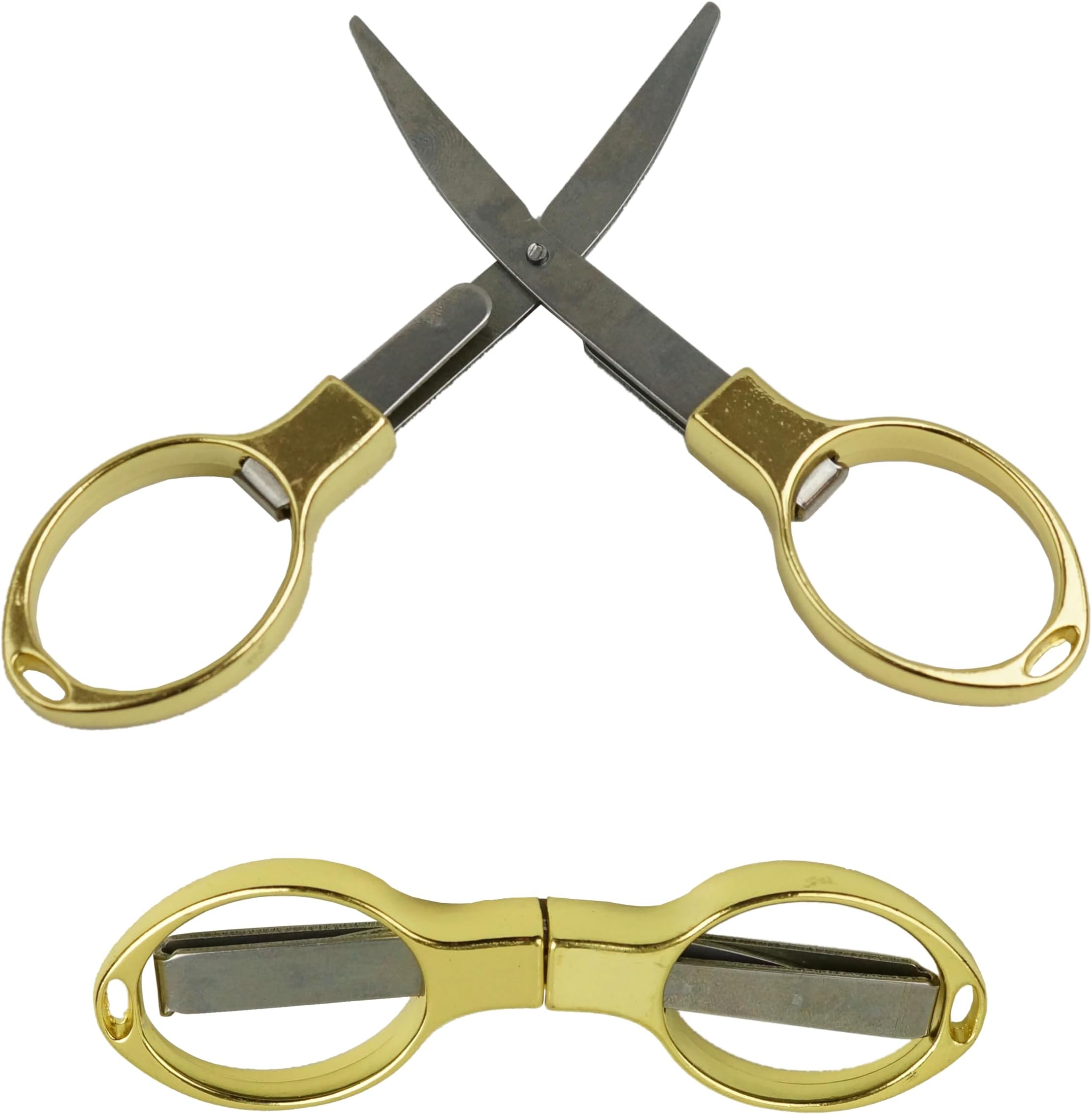 KOYOKOMA Folding Scissors Zinc Alloy Storage Mini Scissors Folding Small Compact Outdoor Camping Fishing Leisure (Gold)