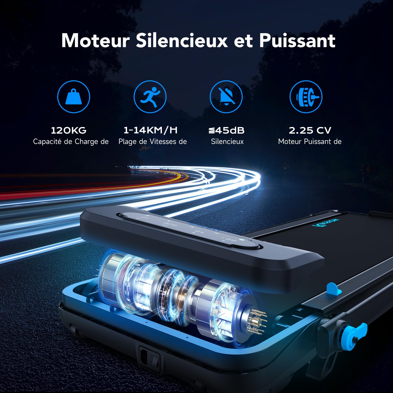 Tapis de Marche, Tapis de Course Électrique, Walking Pad Large Surface 400mm, Télécommande et Écran LED, Vitesse Réglable, Compact pour Maison/Bureau Pas d'assemblage