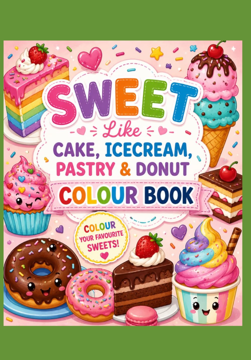 Sweet Treats Coloring Book for Kids: Fun Ice Cream, Cakes, Cupcakes, Donuts, Candy & Dessert Coloring Pages for Boys and Girls Ages 3–8