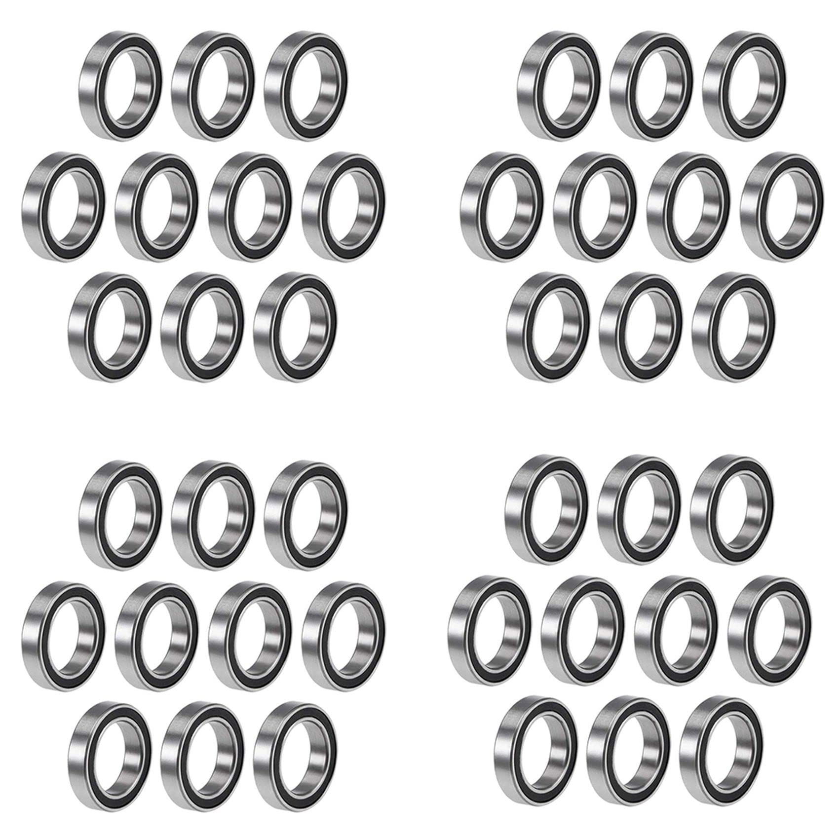 Jnchdghwa Silver 40Pcs 6701-12X18x4 Mm Miniature Double Rubber Sealed Deep Groove Ball Bearings