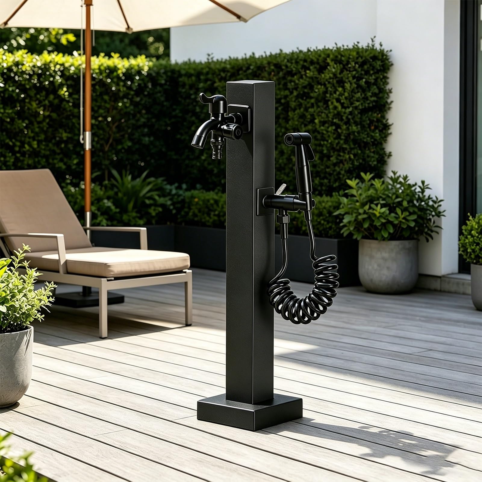 Outdoor Faucet Water Column, Stainless Steel Freestanding Courtyard Spigot Decorative Hose Stand Post, Antifreeze Garden Tap for Irrigation and Car Wash(E,Height: 60cm/23.6in)