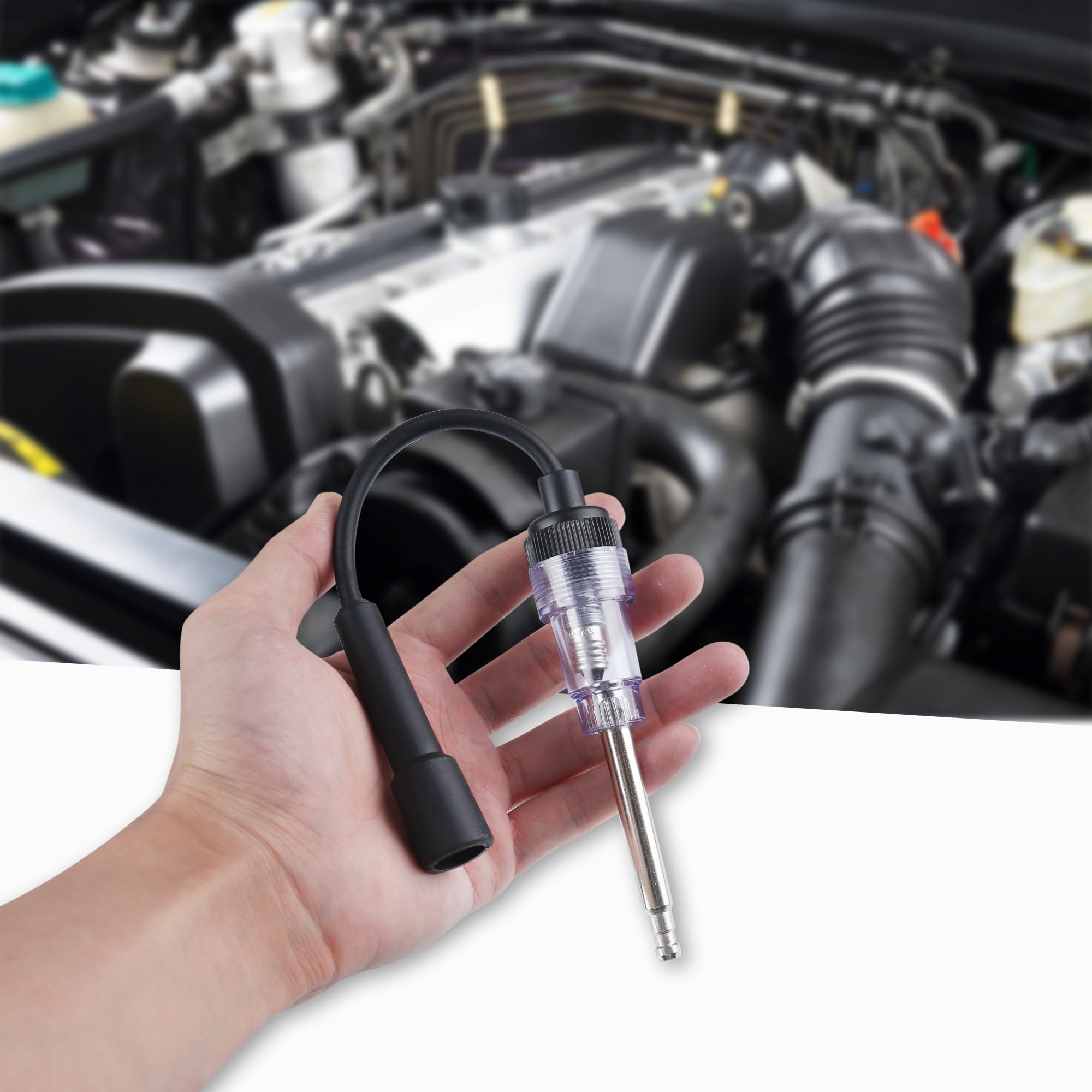 Tester per scintille di accensione, tester di accensione, tester di accensione universale in acciaio inox, rilevatore diagnostico armatura, tester per candele auto, per piccoli motori, auto, moto,
