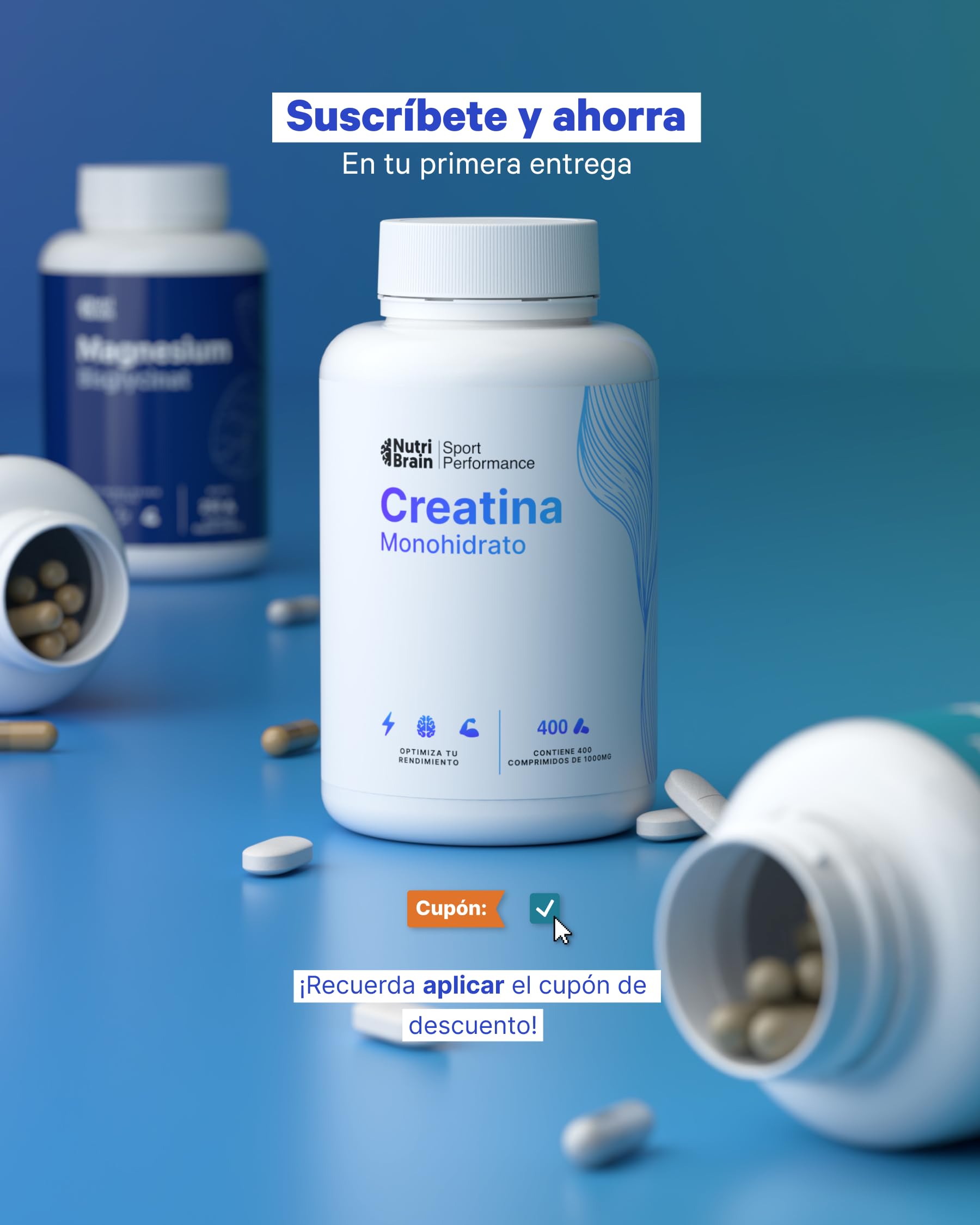 Creatina Monohidratada 3000 mg – 400 comp (3-4 meses) | Mejora Fuerza, Masa Muscular, Resistencia, Recuperación, Energía y Agilidad Mental | Vegano, Sin Gluten, No OGM | Para Hombre y Mujer