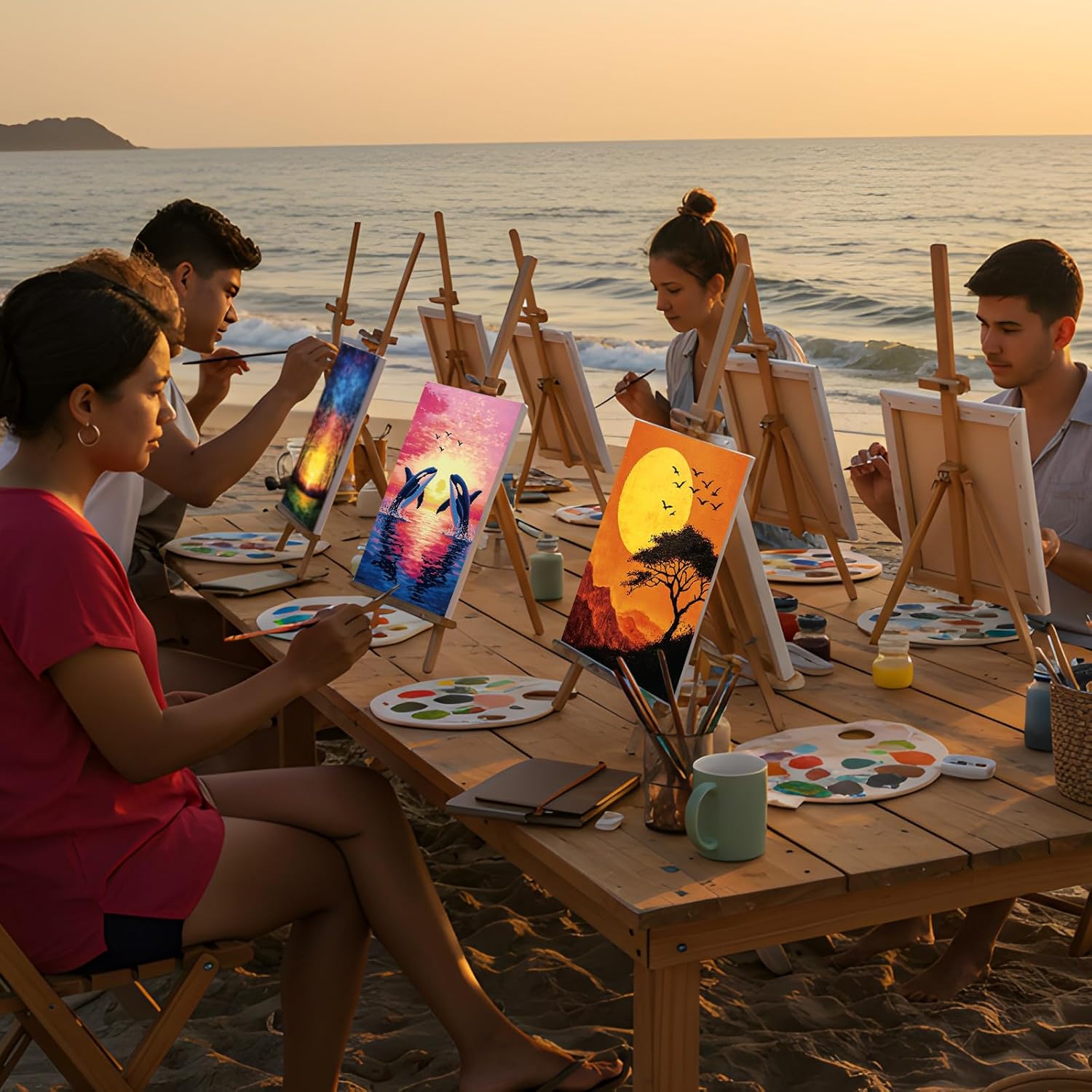 Sherr 24 Pcs Pre Drawn Canvas for Painting Adult Pre Printed Canvas Bulk Sip and Paint Kit Stretched Panels Paint Set for Theme Valentine Painting Night Party Favor(Multiple Sceneries,8 x 10 Inch)