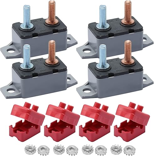 Miniatura 2 de UOIENRT Disyuntor de reinicio automático de 4 piezas DC 12 V - 24 V con perno prisionero de cubierta para automóvil y más (50 A)