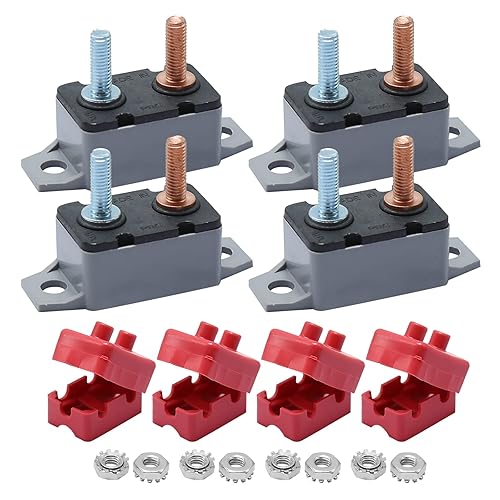 UOIENRT Disyuntor de reinicio automático de 4 piezas DC 12 V - 24 V con perno prisionero de cubierta para automóvil y más (50 A)