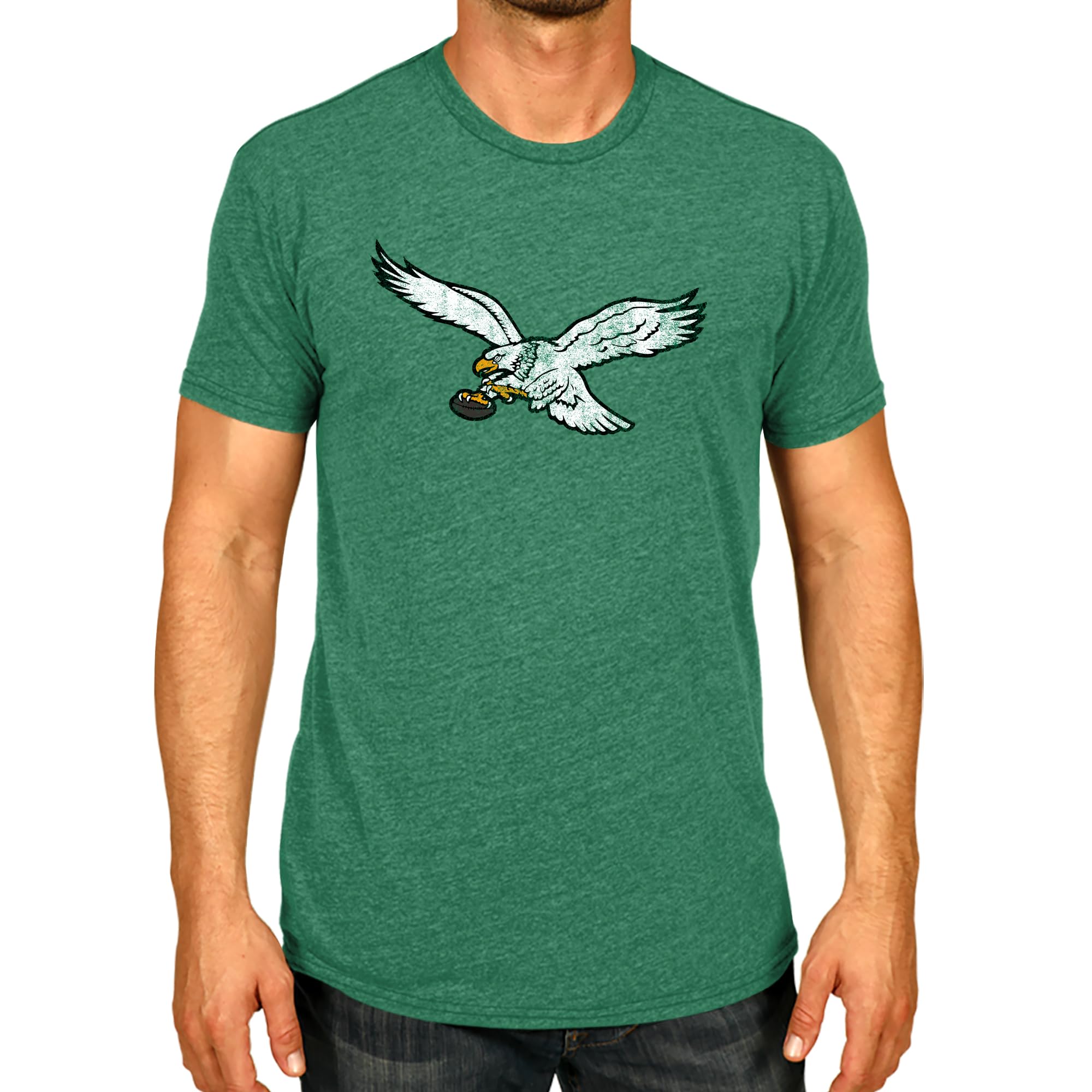 Team Fan Apparel NFL Modern Throwback T-Shirt - Cotton & Polyester Short Sleeve Adult Sports Tee (Philadelphia Eagles - Green, X-Large)