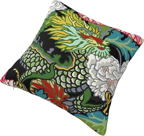 Miniatura 2 de BZKIER Chinoiserie - Funda de almohada de lino con diseño de dragón chino 20 x 20 pulgadas para sofá automóvil sala de estar dormitorio decoración
