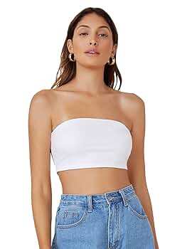 MakeMeChic Women's Fitted Crop Tube Top Basic Strapless