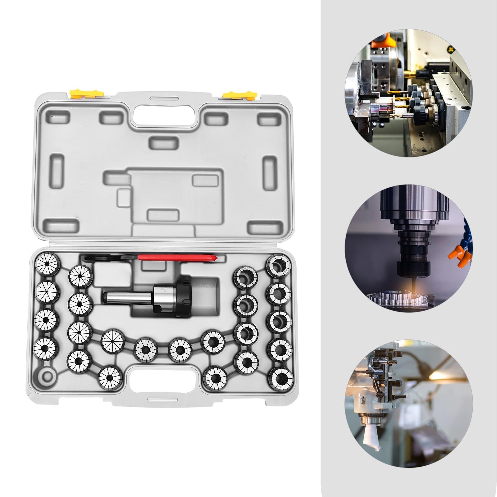Spannzange Spannzangenfutter Werkzeugaufnahme Frässpindel Schaft MK3 ER40 Collet Set 23 teilig mit Spannbereich 4 bis 26 mm geeignet für CNC Fräsmaschinen