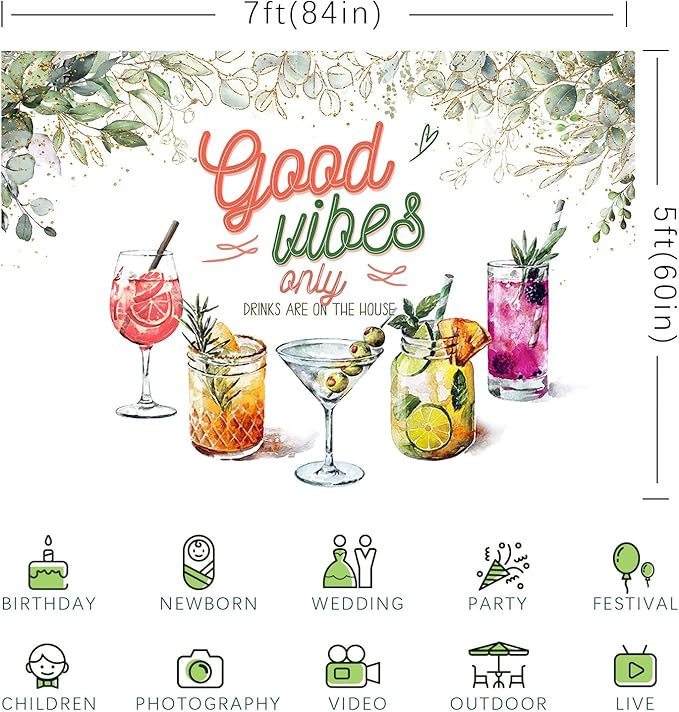 Fondo Fotográfico Good Vibes Only Hojas Verdes 7x5 pies miniatura 6