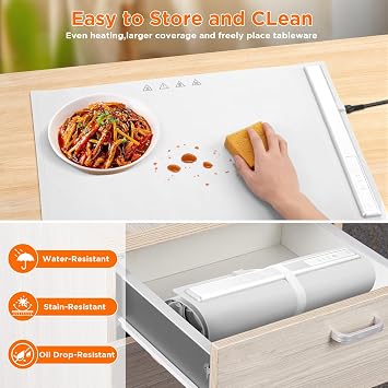 Electric Warming Tray with 3 Adjustable Temperature for Buffets Party, Fast Heating, Silicone Foldable Food Warmer for Family Gatherings, Holidays, Parties, Everyday Use, Hot Plate