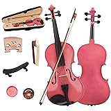 BELANITAS 1/4 Kids Violin, Pink Violin for Kids Ages 9-12 Fiddle Beginners Violin with Hard Case Bow & Rosin, Birthday Gift for Children Small Violin Acoustic,Pink 1/4 Pink