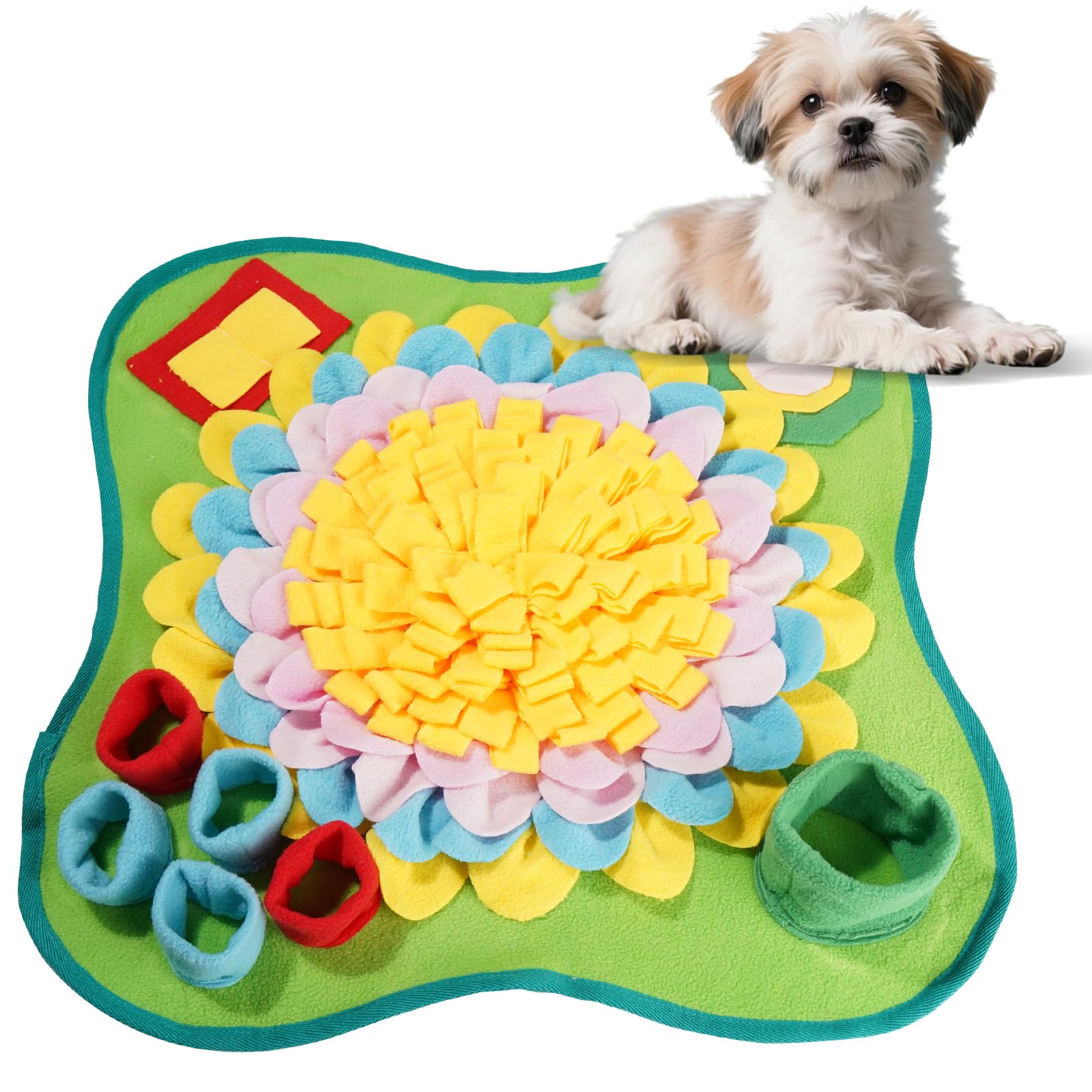 Romon Tappeto Olfattivo per Cani – 50x50 cm, Tappeto per Cani in Pile Colorato, Gioco Interattivo per Cani, Gatti e Conigli, Antiscivolo, Lavabile e Pieghevole