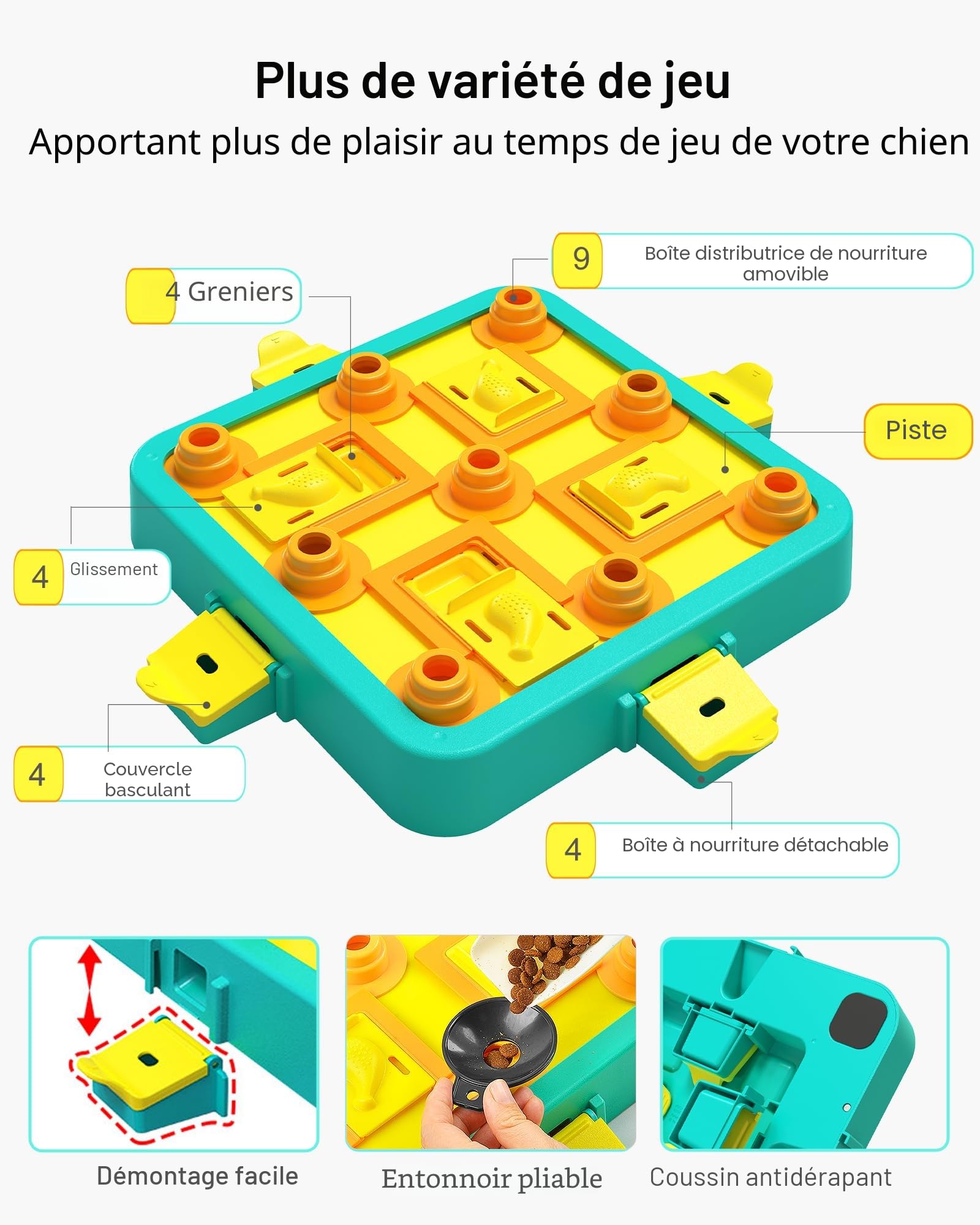 LACCEN Jouet Chien Occupation, Jouet Interactif Chien pour L'entraînement du QI, Stimulation du Cerveau, Puzzle pour Chien pour Chiens de Petite, Moyenne et Grande (Niveau 3 en 1)