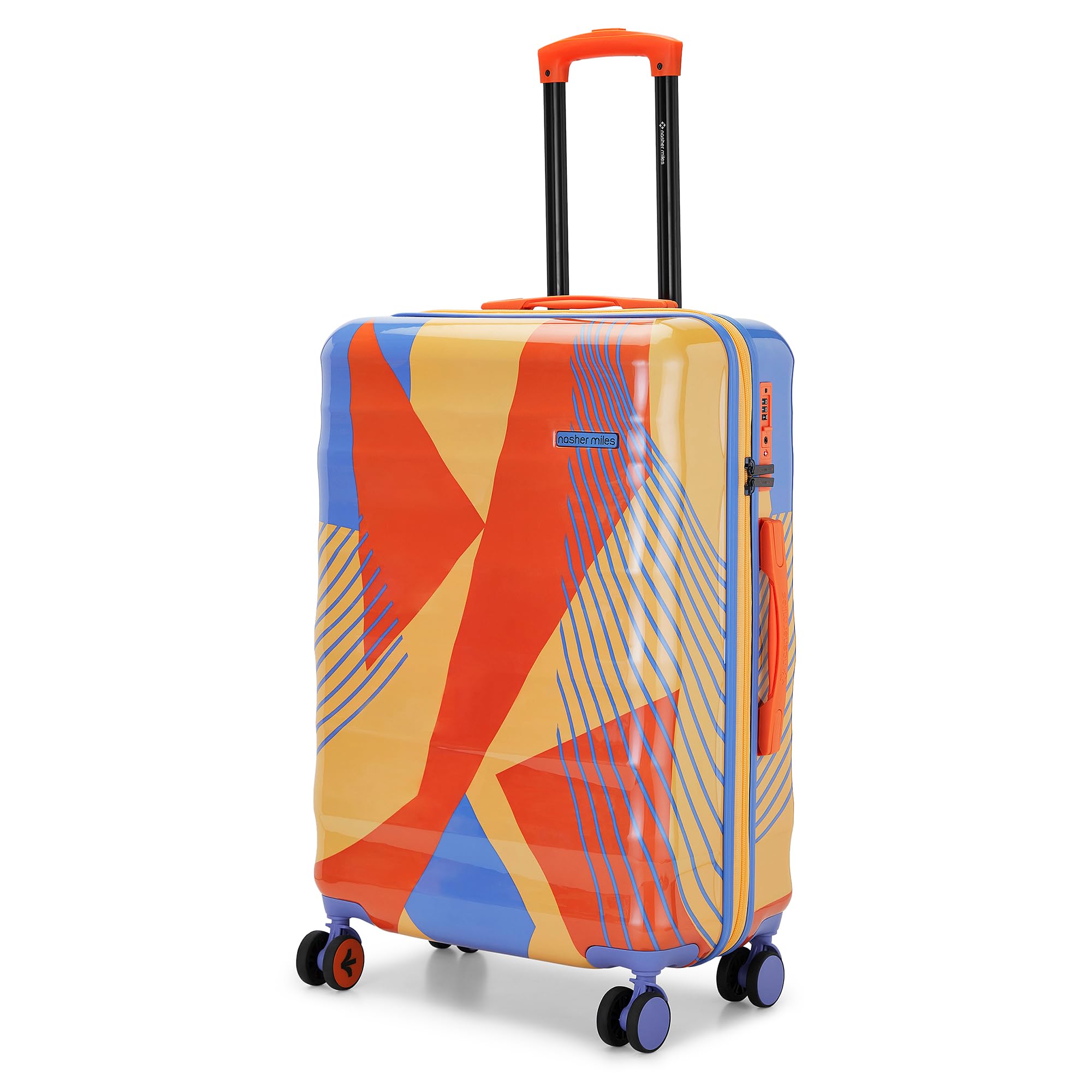 nasher miles Chicago Hard-Sided Polycarbonate Printed Check-in Luggage Orange Blue 24 inch (65) Trolley Bag-picture-11