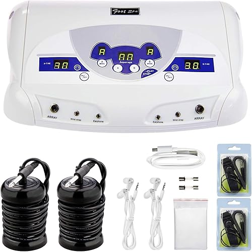 Ionic Foot Bath Detox Machine, Foot Detox Mahcine SPA for 2 Users with MP3 Music Player, Including 2 Earphones, 2 Wrist Straps, 2 Arrays, 5 Foot