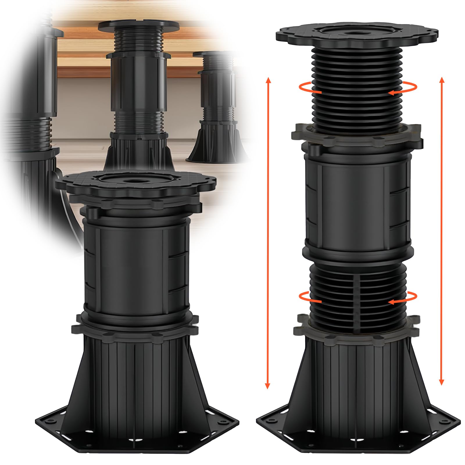 4 Pcs Adjustable Bed Support Legs, Bed Frame Center Support Leg for Bed Frame/Bed Center Slat, Bed Support Reinforcement Parts Bed Slats Support Leg Bed Replacement Legs (8.5"-13")