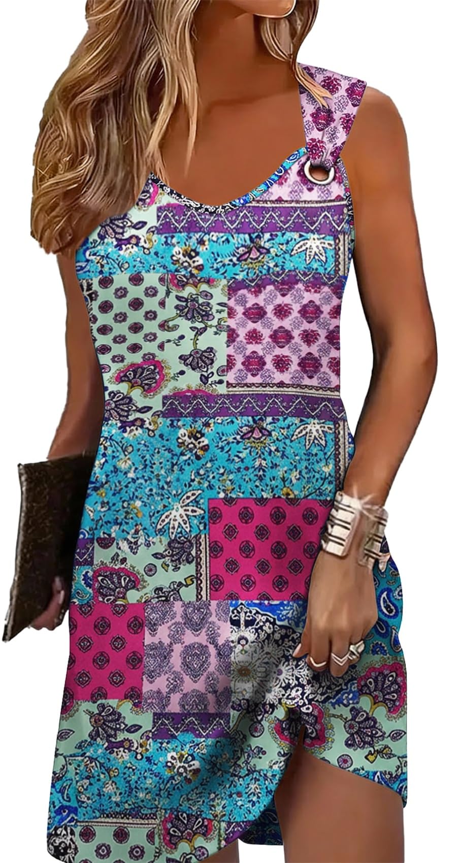 Summer Dresses for Women Sleeveless Casual Sundresses Loose Beach Cover Ups Trendy Tank Midi Sun Dress