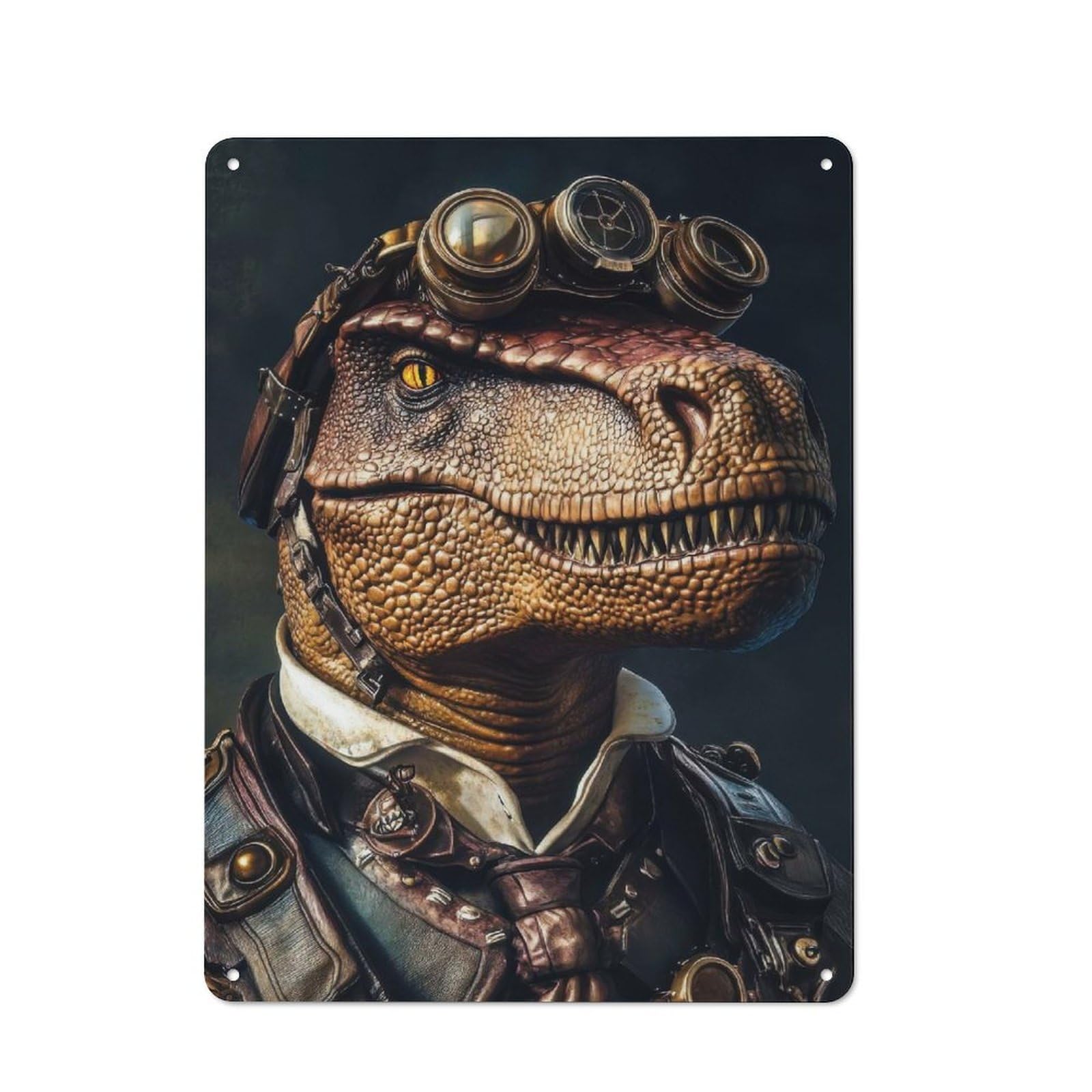 Junmoney Steampunk Dinosaur Portrait Vintage Tin Sign 40X30cm For Pub Or Café, For Everyday Room Decor With A Vintage Look