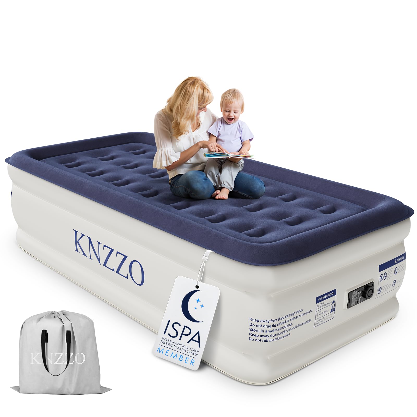 Photo 1 of KNZZO Air Mattress Twin, 18" Raised Blow up Bed with Built in Pump for Home
