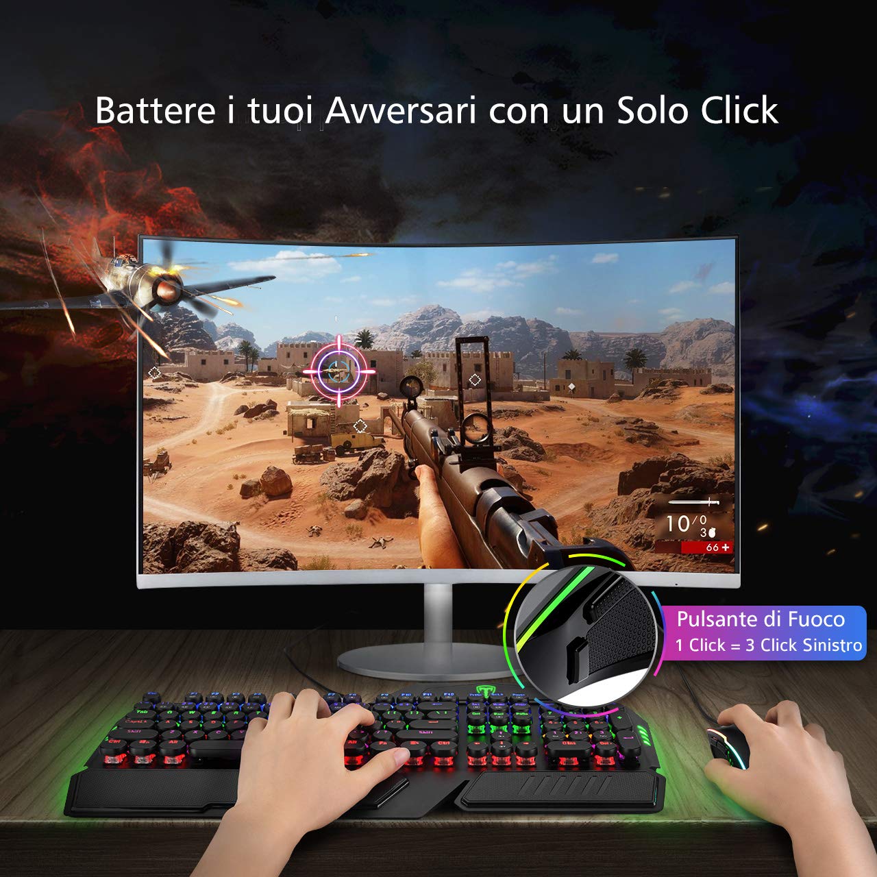 USB Souris Gamer Filaire Haute Performance,Souris Gaming avec 7200 DPI Ajustable, RVB, 8 Boutons Programmables,Ergonomie,PC/Mac - Noire