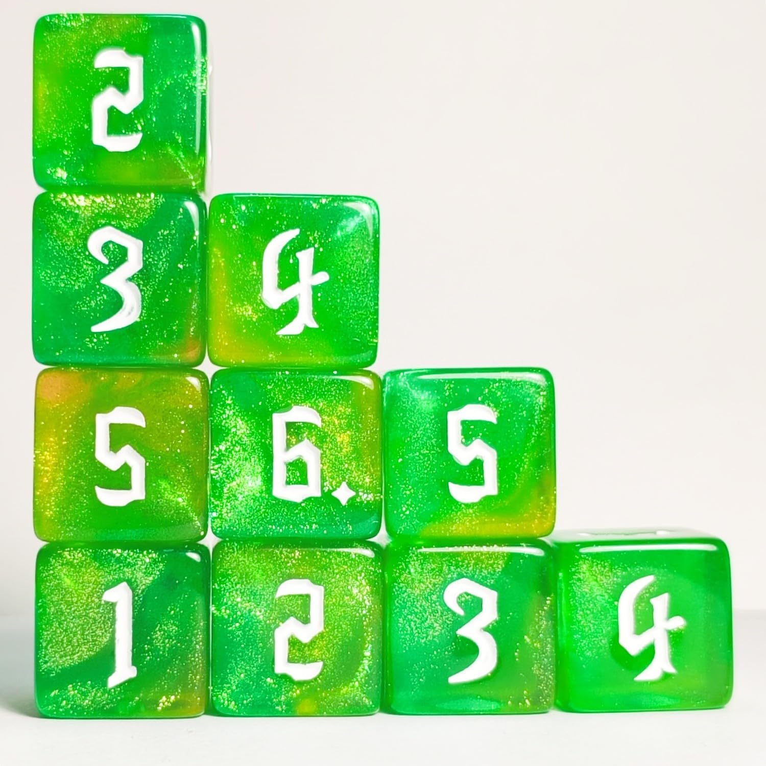10 PC D6 dice 16mm Acrylic Dice Set for RPG MTG DND Dice Table Games and Board Games (Green) image 2