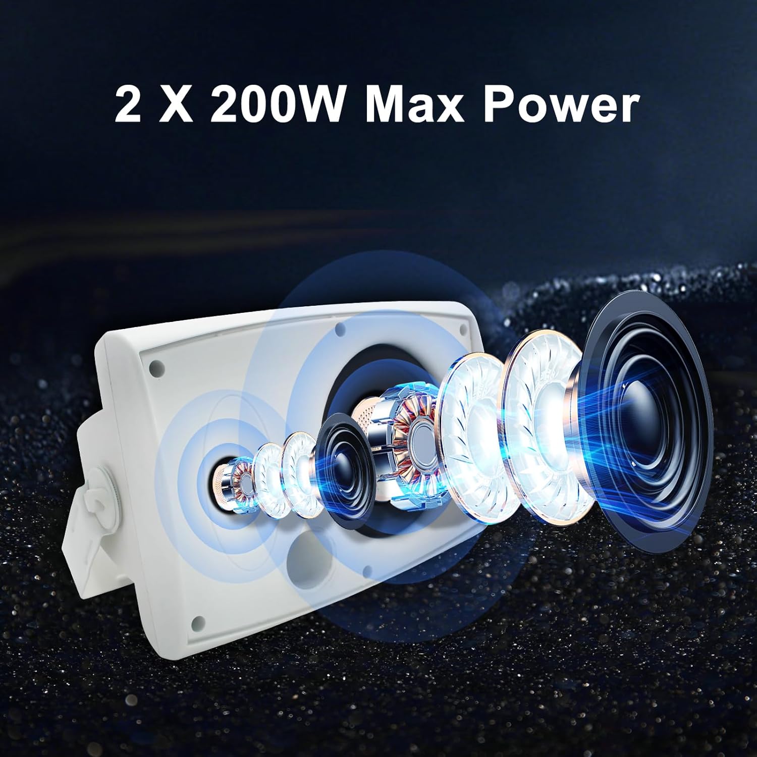 STUDIOFINIX 6.5 Inch 400W Outdoor Speakers Wired Waterproof Passive with Powerful Bass, Wall Mount Speakers for Patio Garden Poolside Home(Pair,White) - Image 4