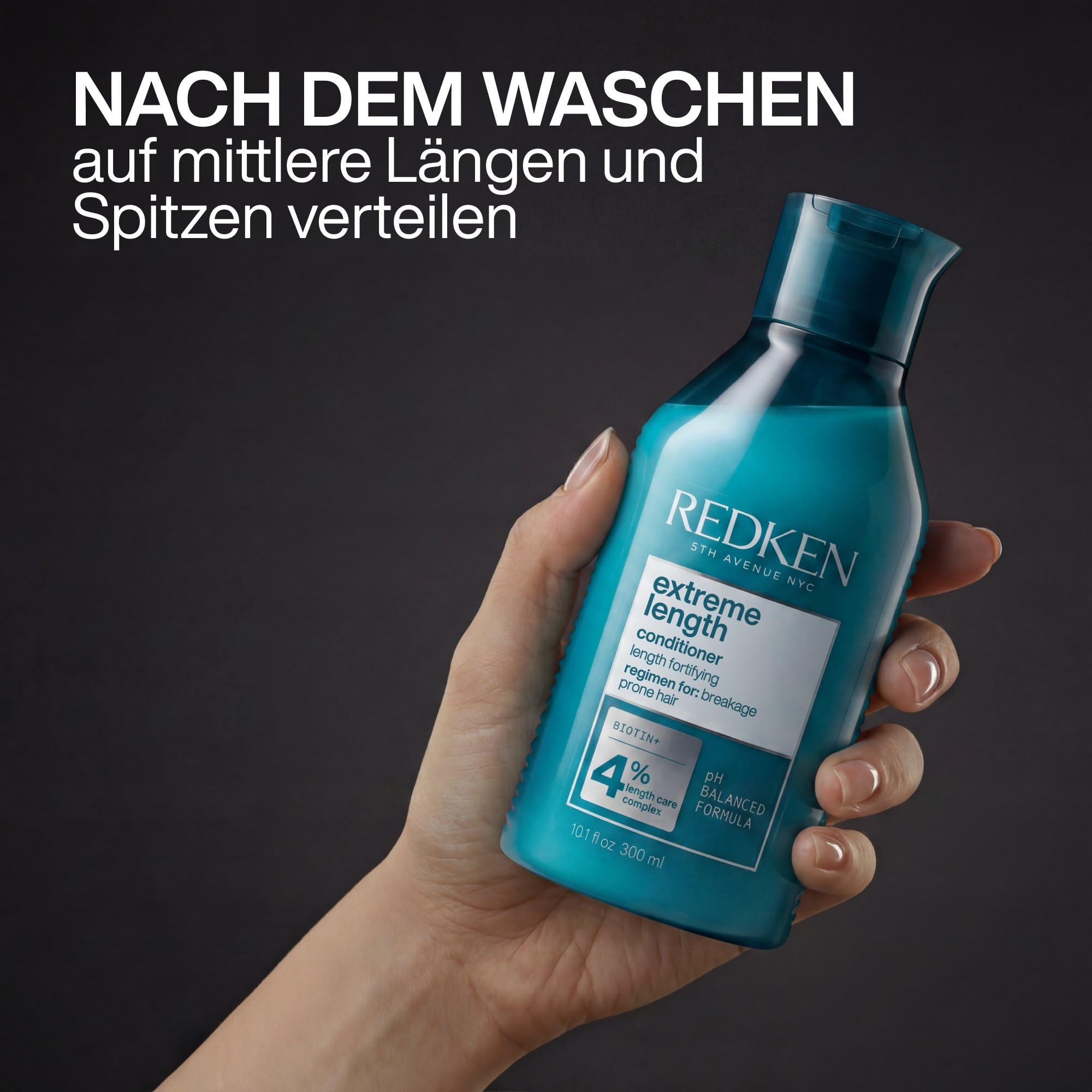 Redken Spülung für lange und starke Haare, Anti Haarbruch, Mit Biotin und Rizinusöl, Extreme Length Conditioner, 1 x 300 ml