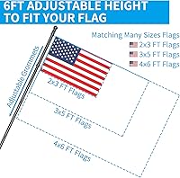 Vista 7 de ZMTECH, mástil de bandera de 6 pies con soporte mejorado, de acero inoxidable, para exteriores de casa, residencial o comercial, kit de mástil