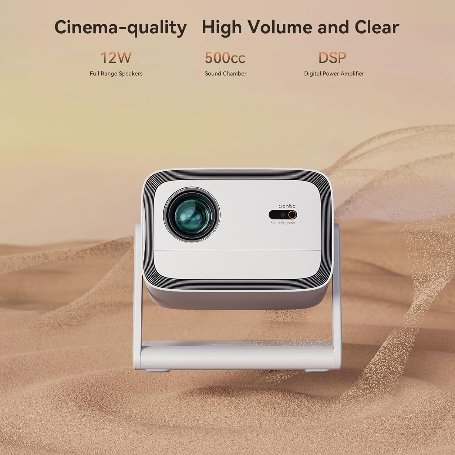 WANBO Vali 1, Native 1080P Fully Automatic, Smart Home Projector 4K Ultra HD, DRM L1, 900 ANSI | Voice Assistant | Chromecast | Android TV 11.0 | 12W Speaker | WiFi, BT | White 4