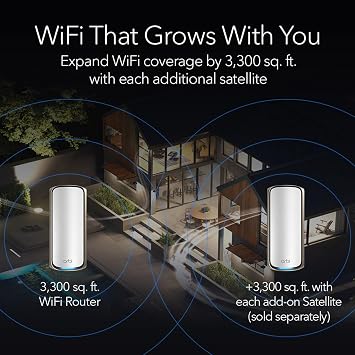 NETGEAR Orbi 970 Series Quad-Band WiFi 7 Router (RBE971S), Security Features, Covers 3,300 sq. ft., 200 Devices, 10 Gig Internet Port, Expandable Mesh System, BE27000 27.0 Gbps Free Expert Help