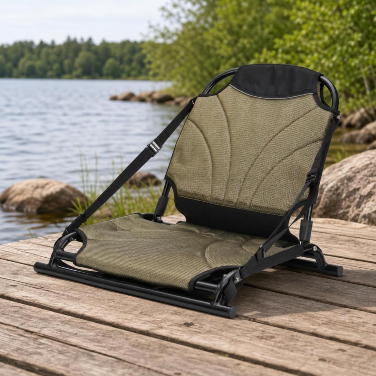 Asiento de Kayak Plegable Asiento Barco Canoe Silla Náutica Respaldo Acolchado con Malla Transpirable y Tubo de Aluminio Ajustable Plegado Fácil Adecuado para Ríos