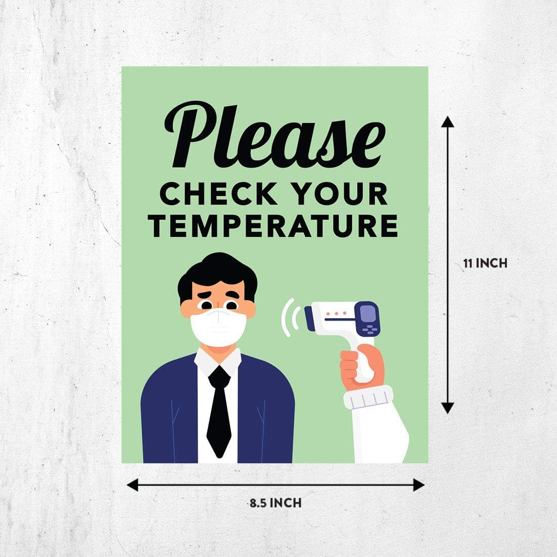 Andaz Press Temperature Check Please Check Your Temperature Business Signs, 10-Pack 8.5" x 11" Labels, Vinyl Sticker Decals
