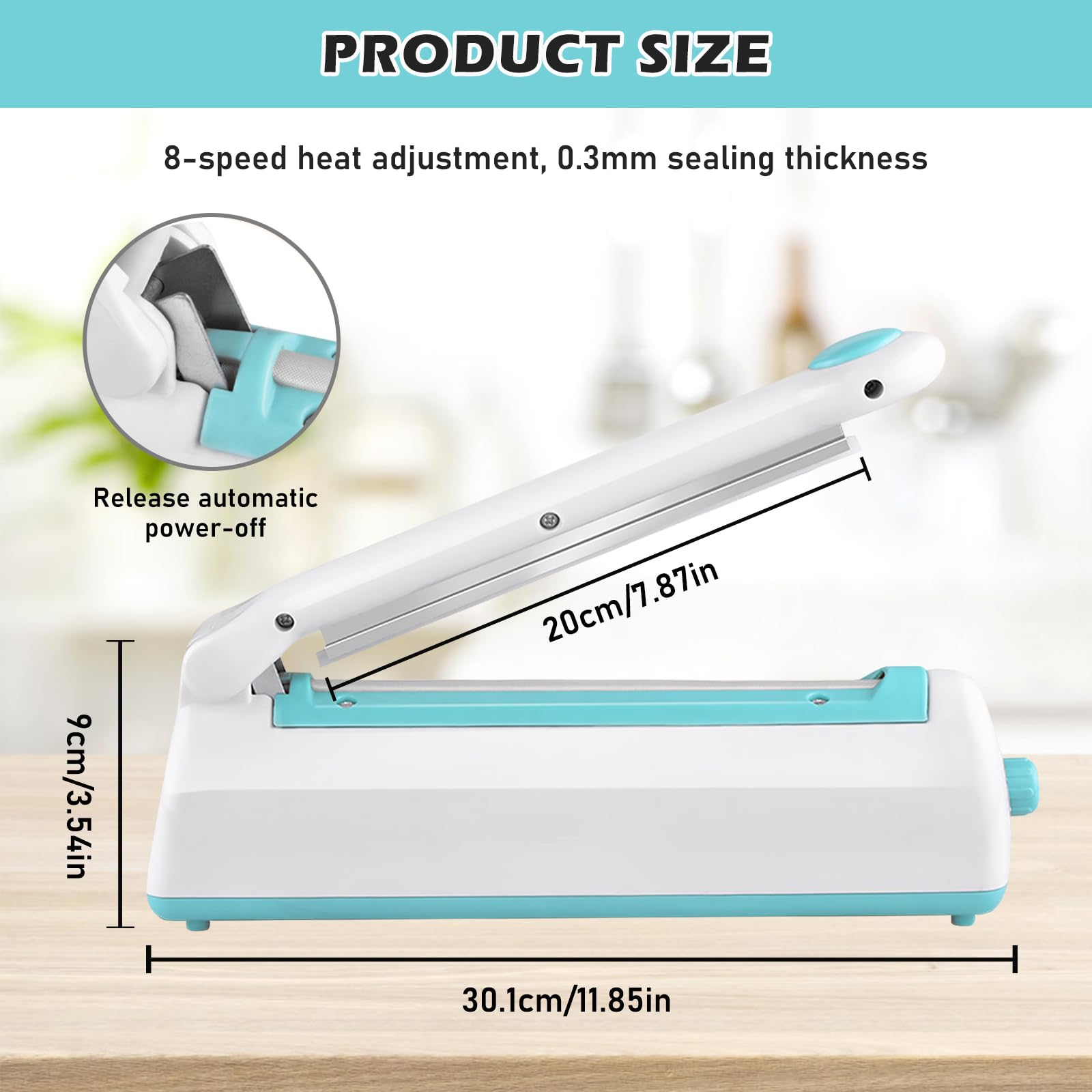 Scelleuse Thermique 200 mm, Thermoscelleuse Machine, Impulse Heat Sealer, Machine à Sceller à Chaud, Soudeuse Thermique, Thermoscelleuse, pour Sacs en Plastique, PE, PP, Mylar