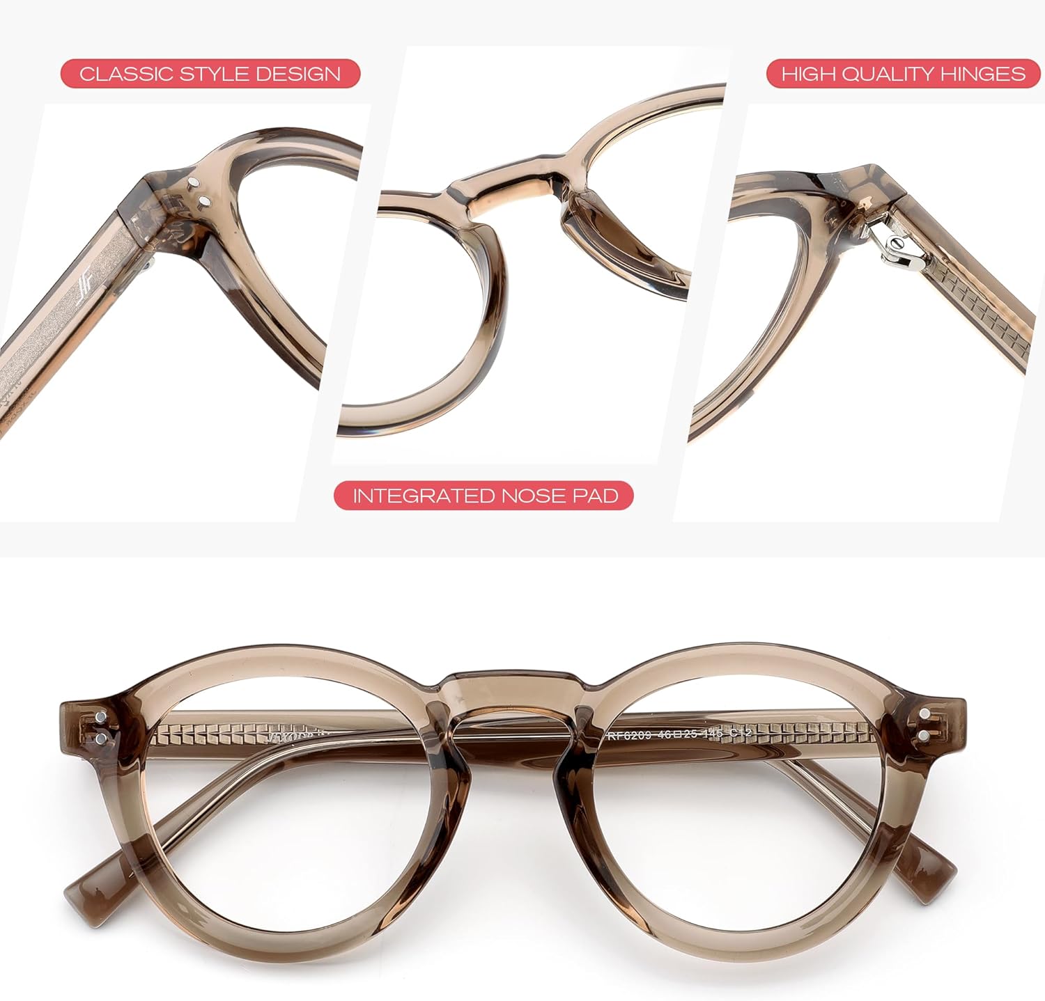 Blue Light Blocking Glasses for Women Men, Retro Round Frame Computer Gaming Glasses Anti Glare & UV RF6209 - Image 4