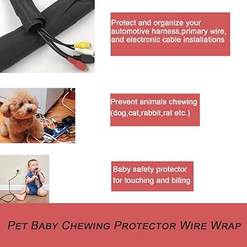 Braided Split Wire Loom Black Wire Cover Protective Harness Tubing Cable Management Self Wrap Cord Sleeve Mesh Woven 1