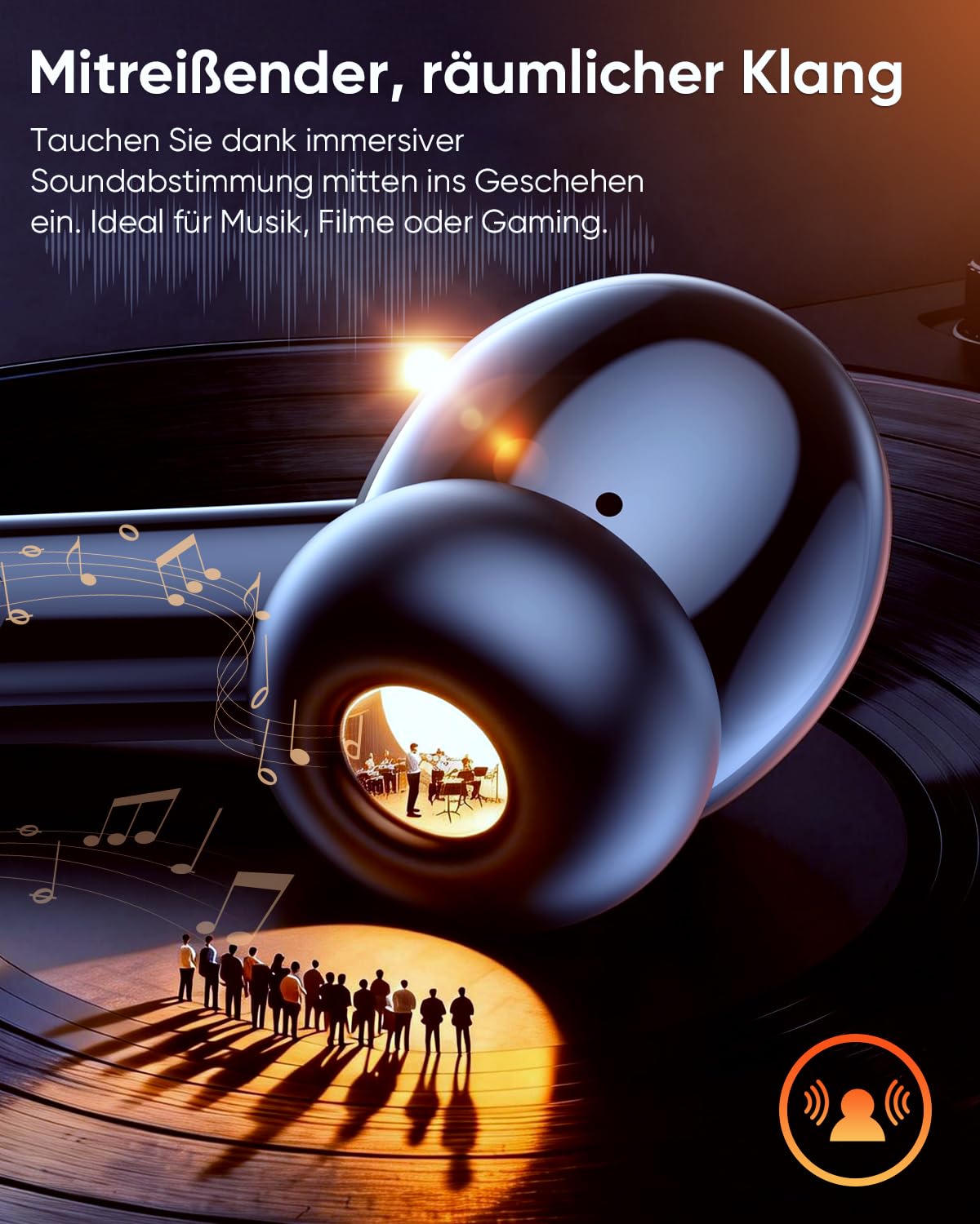 ZIUTY Bluetooth 5.3 Kopfhörer Kabellos, In Ear Bluetooth Kopfhörer mit 4 ENC Mikrofonen, 48 Std Spielzeit, LED Anzeige, HiFi Stereo Sound, IPX7 wasserdichte Sport Kopfhörer – Schwarz