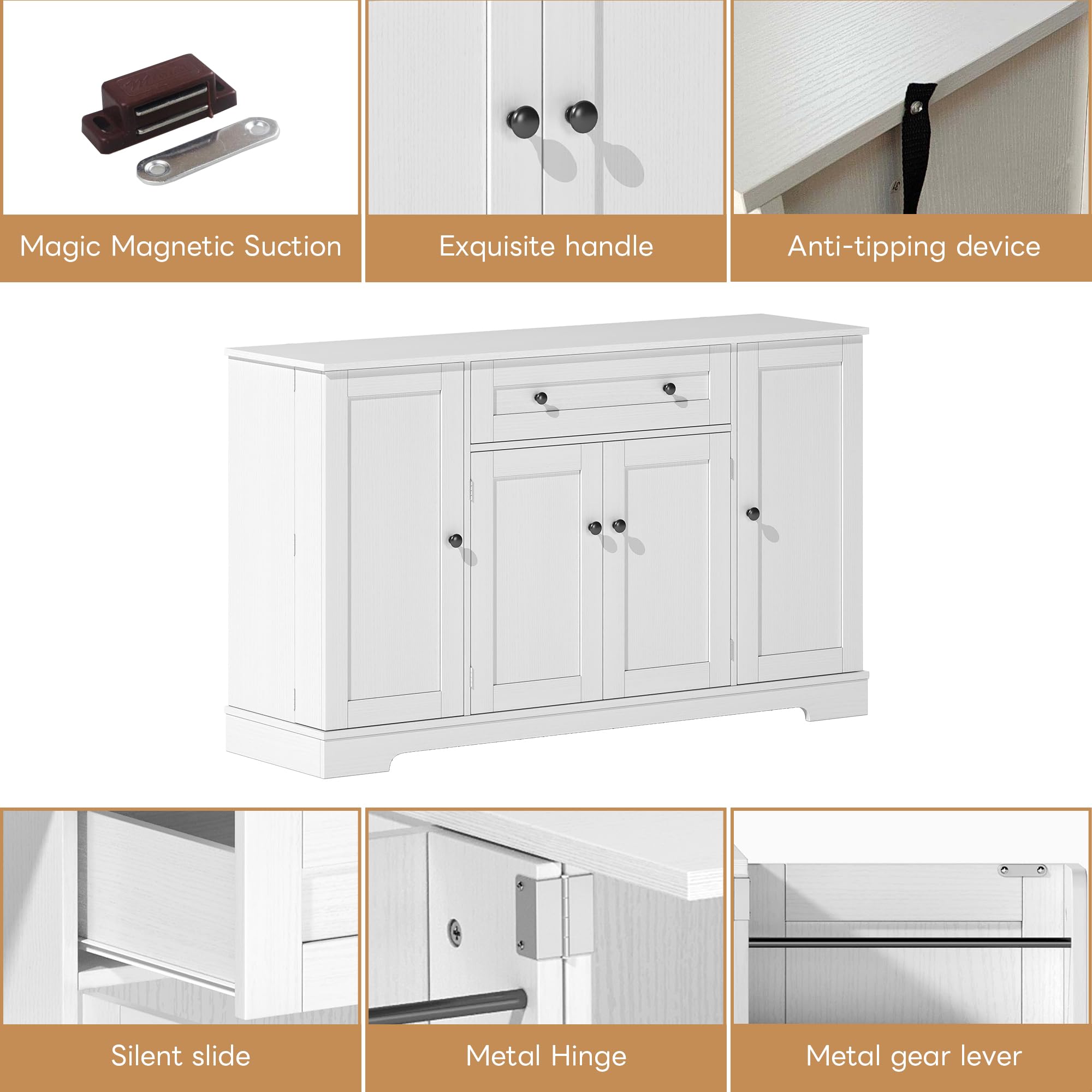 Merax Sideboard Mit Schubladen Und Verstellbaren Ei Produktbild-Vorschau 7