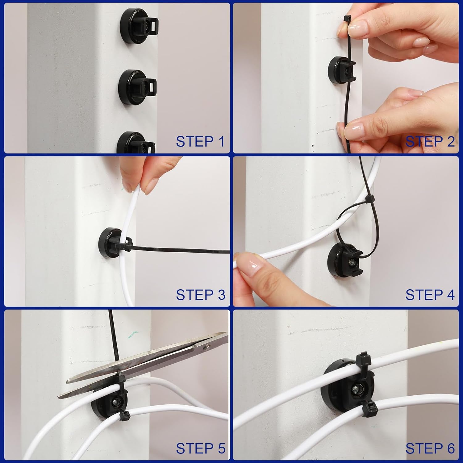 Yookeer 48 Pieces Magnet Zip Tie Mount 22 mm Heavy-duty Magnetic Zip Tie Mounts 22LBS Strong Multipurpose Wire Cable Holder Mount for Home Office Wire Management Marine Electrical Wiring