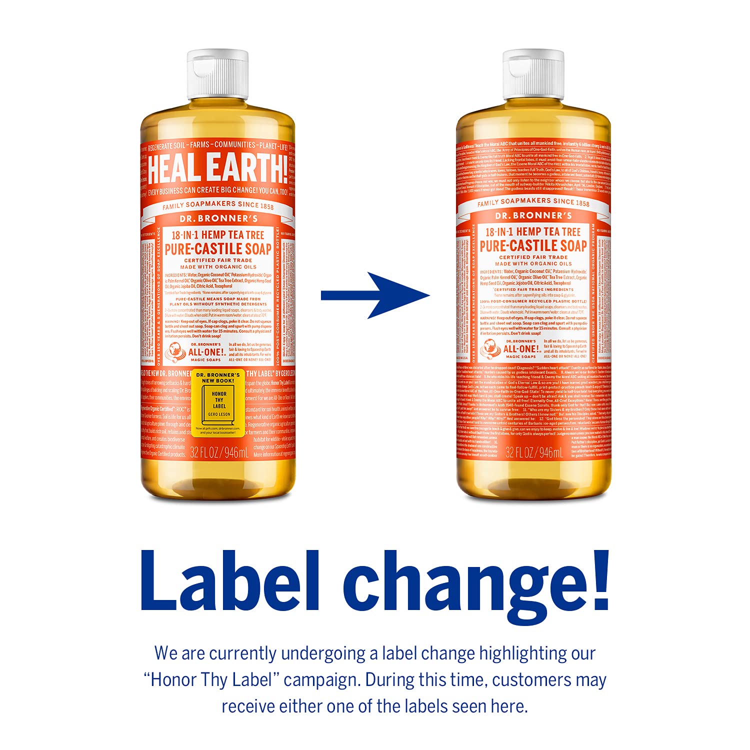 Dr. Bronner’s PureCastile Liquid Soap (Tea Tree, 32 ounce) Made