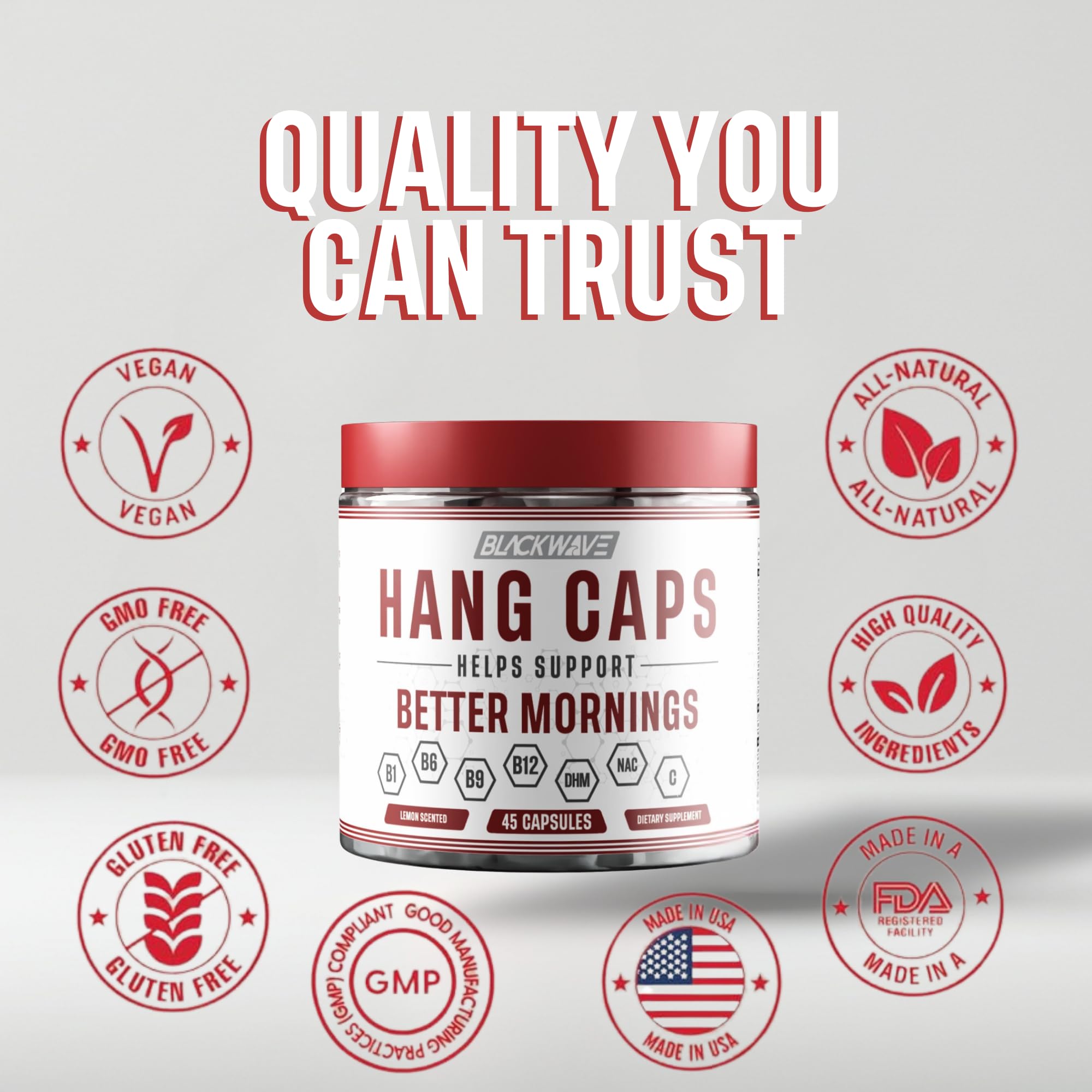 BlackWave Hang Caps - After Drinking Recovery Capsules - DHM (Dihydromyricetin) Supplement with Ginger, Milk Thistle & B Vitamins - Next Day Support — Amazon image 6