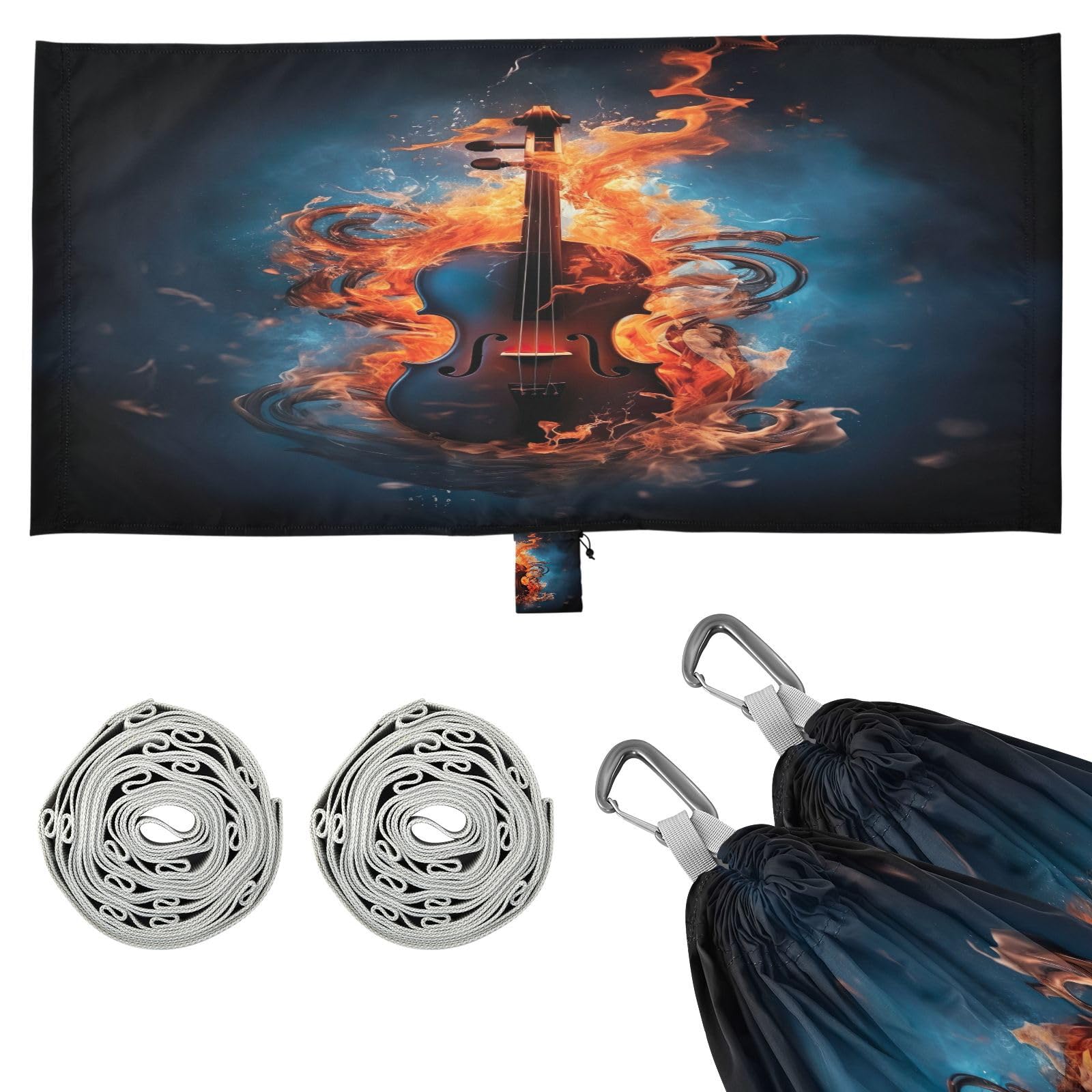 SDMKA Flaming Violin Camping Hammock, 330 lbs with 2 Tree Straps, Carry Bag, Single Portable Hammock for Outdoor/Indoor, Hiking, Beach, Backpacking, Travel